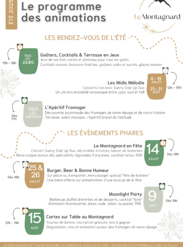 Programme des animations – Été 2025
